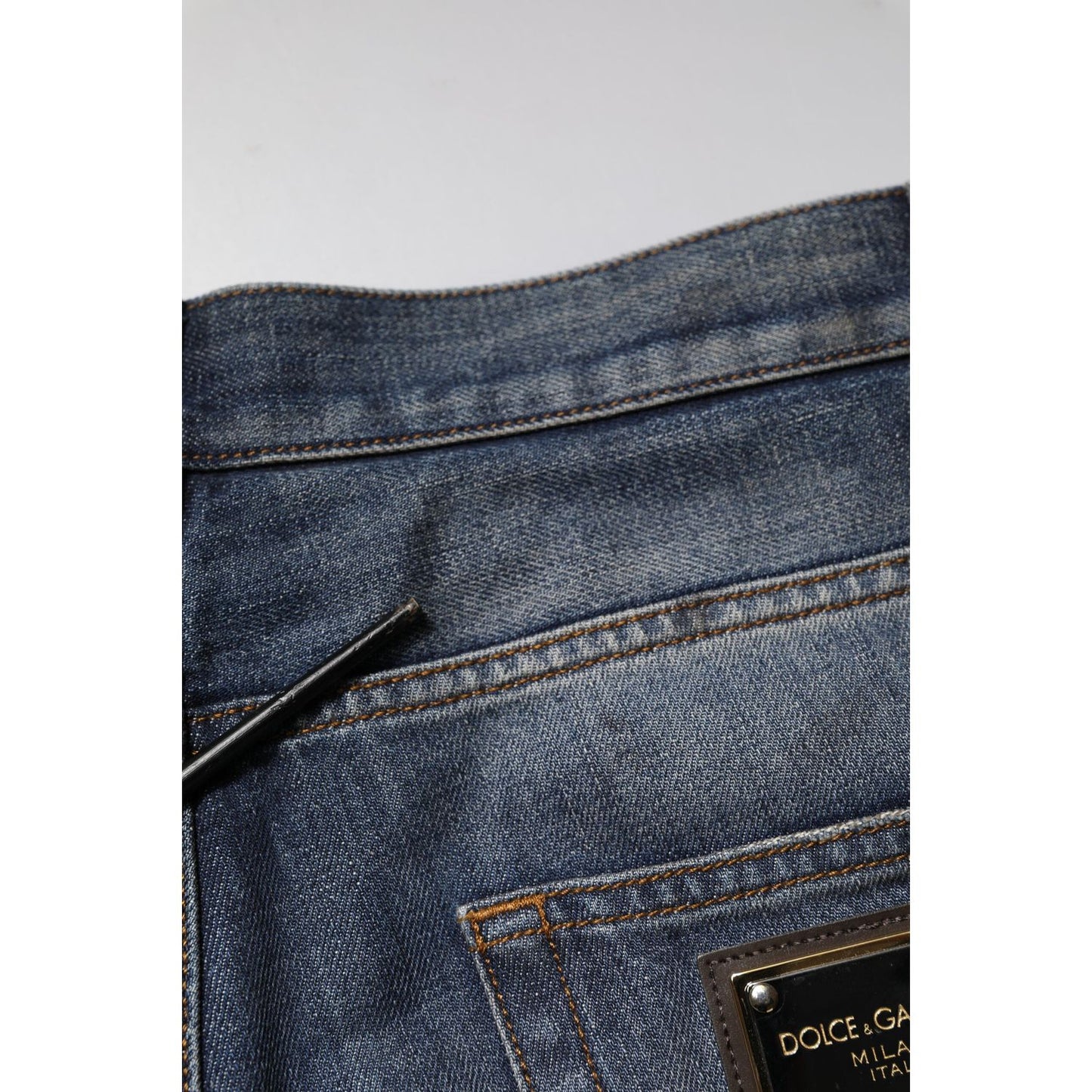 Dolce & Gabbana Blue Washed Tattered Cotton Men Jeans