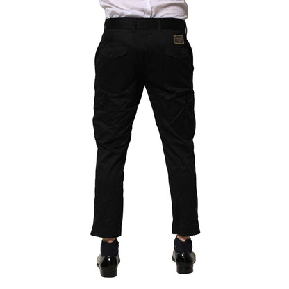 Dolce & Gabbana Black Cotton Dress Slim Formal Pants