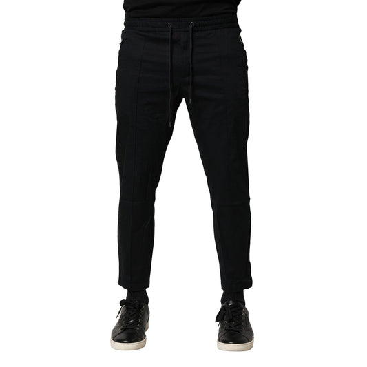 Dolce & Gabbana Black Cotton Mid Waist Jogger Pants