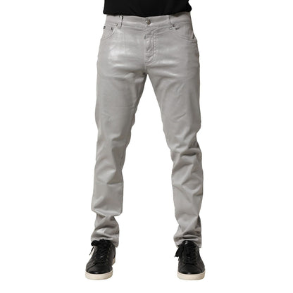 Dolce & Gabbana Silver Cotton Stretch Slim Denim Jeans