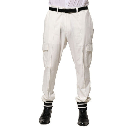 Dolce & Gabbana White Cotton Cargo Jogger Men Pants