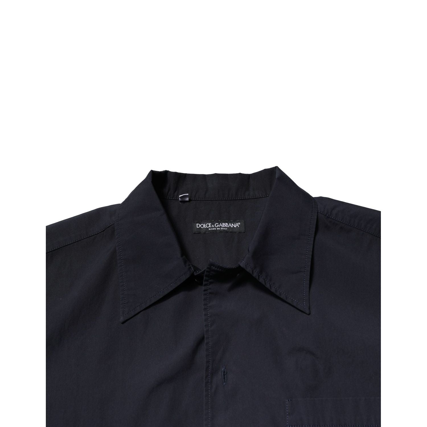 Dolce & Gabbana Dark Blue Cotton Short Sleeves Casual Shirt