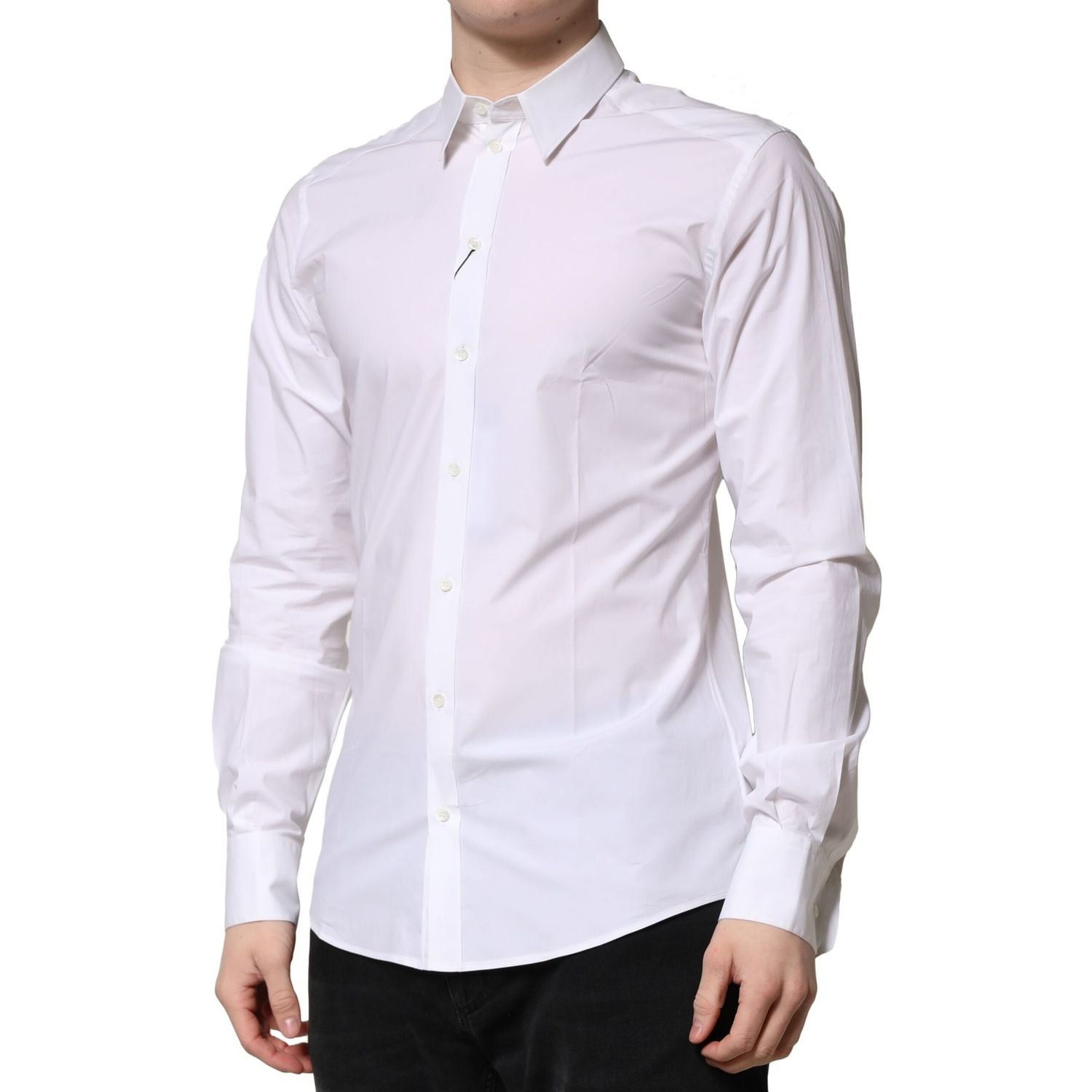 Dolce & Gabbana White Cotton Long Sleeves Dress Formal Shirt