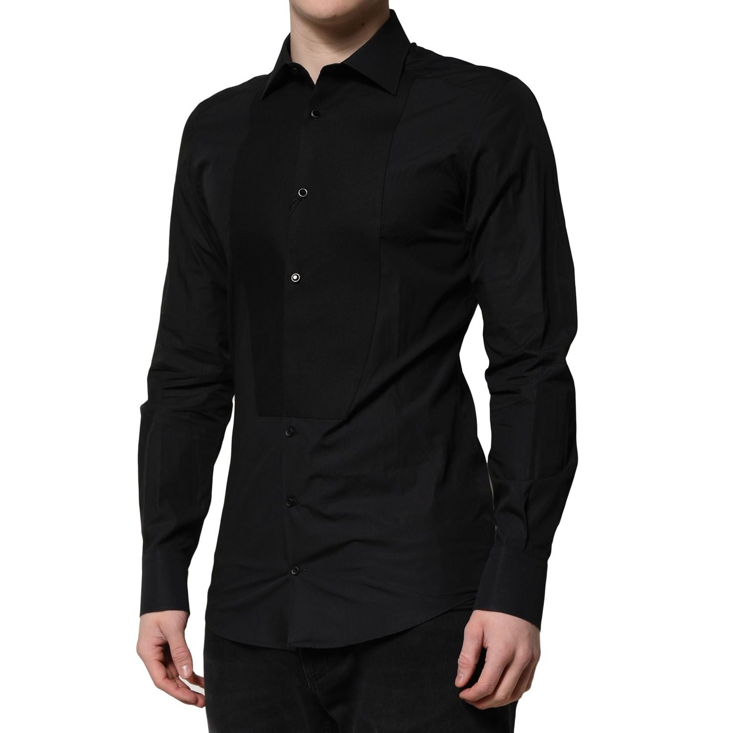 Dolce & Gabbana Black GOLD Long Sleeves Dress Formal Shirt