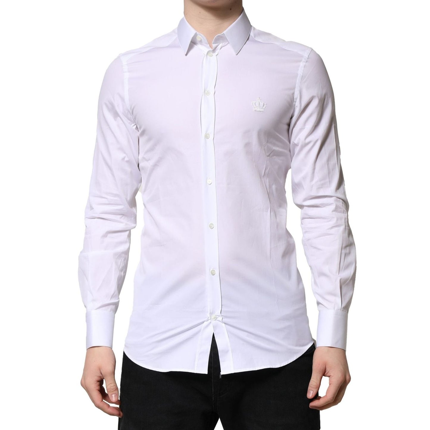 Dolce & Gabbana White GOLD Long Sleeves Men Dress Formal Shirt