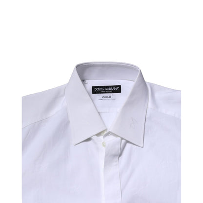 Dolce & Gabbana White GOLD Long Sleeves Dress Formal Shirt