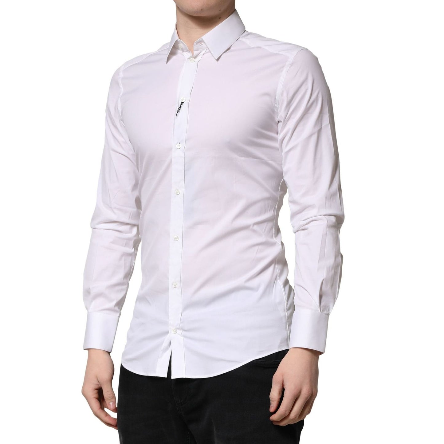 Dolce & Gabbana White GOLD Long Sleeves Dress Formal Shirt