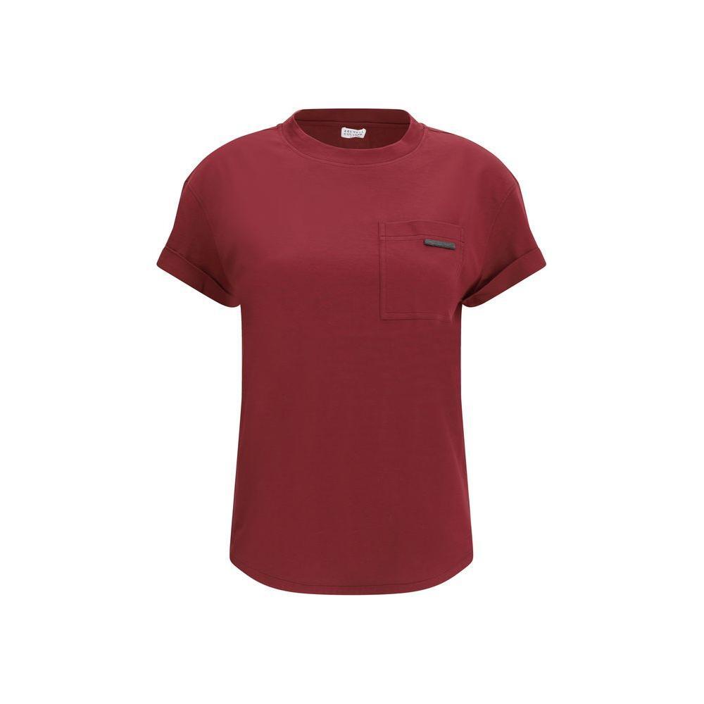 Brunello Cucinelli Brunello Cucinelli Cotton T-Shirt BR-MPT81EC720C4331-L 1728,72470364320,Bordeaux,Brunello Cucinelli,Clothing,L,M,New with tags,Tops & T-Shirts - Women - Clothing,Women,Women - Clothing,XS