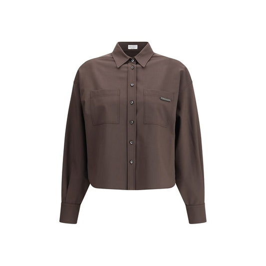Brunello Cucinelli Brown Fleece Wool Shirt