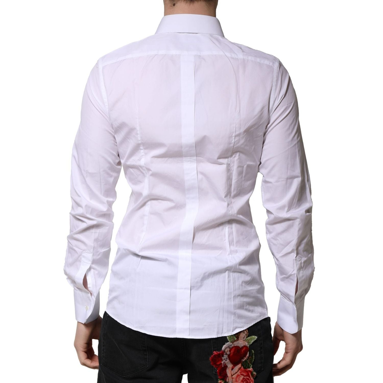 Dolce & Gabbana White Cotton GOLD Long Sleeves Formal Shirt