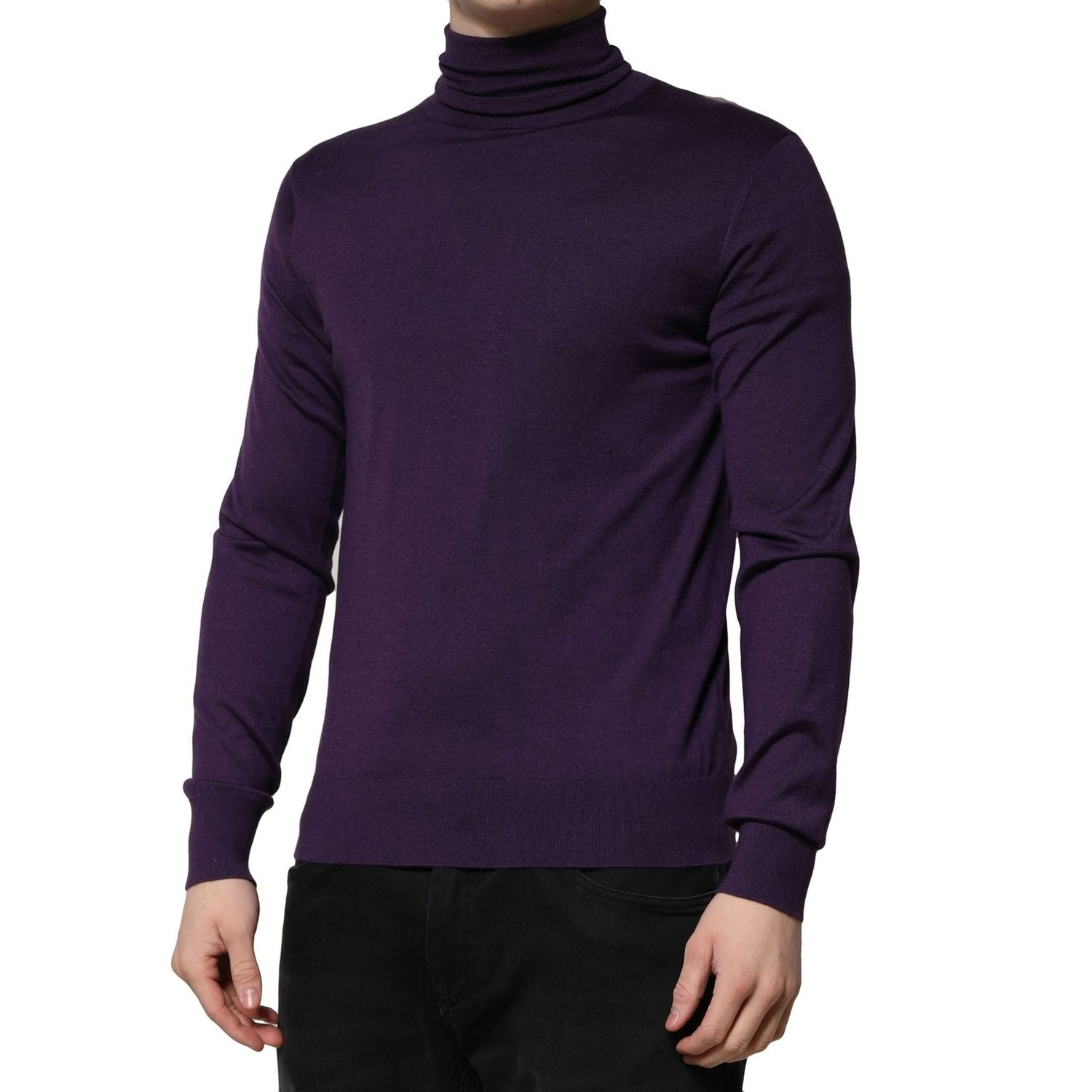 Dolce & Gabbana Purple Cashmere Turtleneck Pullover Sweater