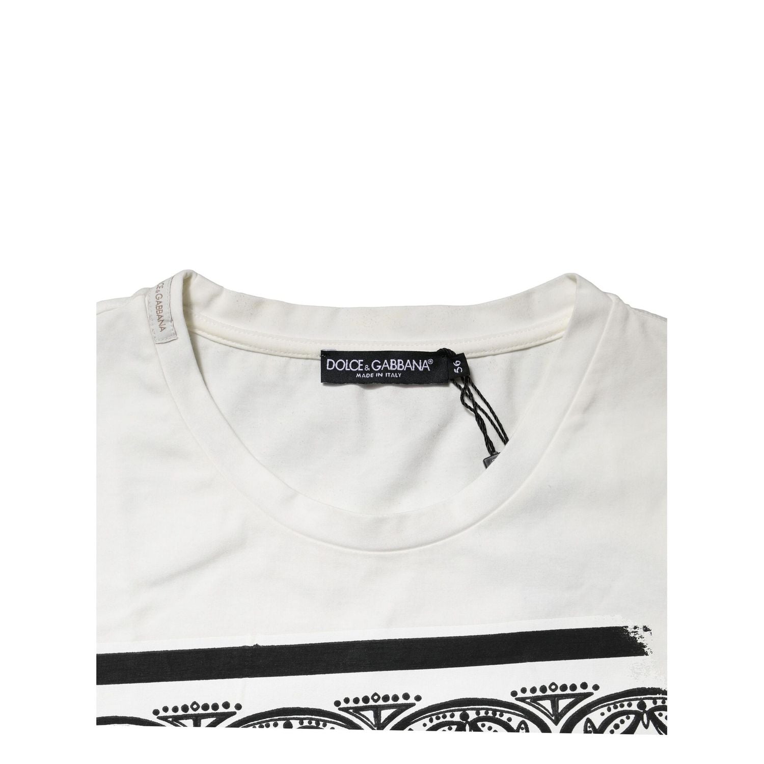 Dolce & Gabbana White Bandana Crew Neck Short Sleeves T-shirt