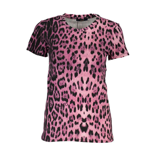 Cavalli Class Pink Cotton Tops & T-ShirtPATTERNED SHORT SLEEVE T-SHIRT, CREW NECK, PRINT, LOGO