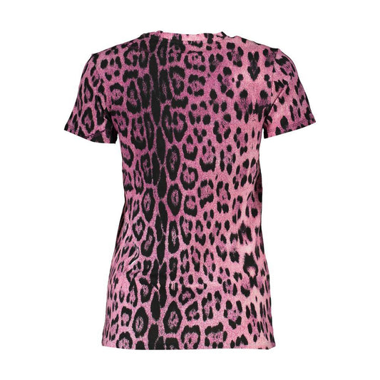 Cavalli Class Pink Cotton Tops & T-ShirtPATTERNED SHORT SLEEVE T-SHIRT, CREW NECK, PRINT, LOGO