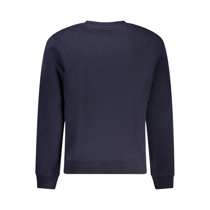 Rear view of Napapijri Blue Cotton Men Sweater showcasing its relaxed fit design.