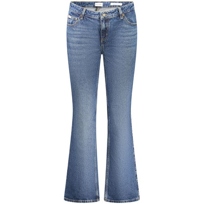 Guess Jeans Blue Cotton Jeans Denim bootcut style with 5 pockets, washed effect, button and zip, logo detail.