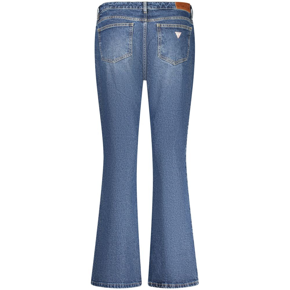 Guess Jeans Blue Cotton Jeans Denim with a bootcut style, featuring 5 pockets and a washed effect design.
