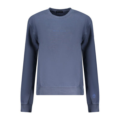 North Sails Blue Cotton Women Sweater with embossed logo, crew neck design, showcasing casual chic style and comfort.