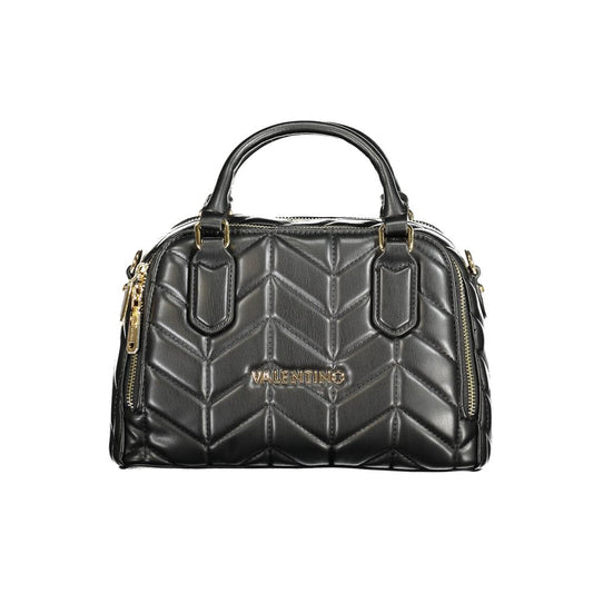 Mario Valentino Black Polyethylene Women Handbag with dual handles and chic contrasting design.