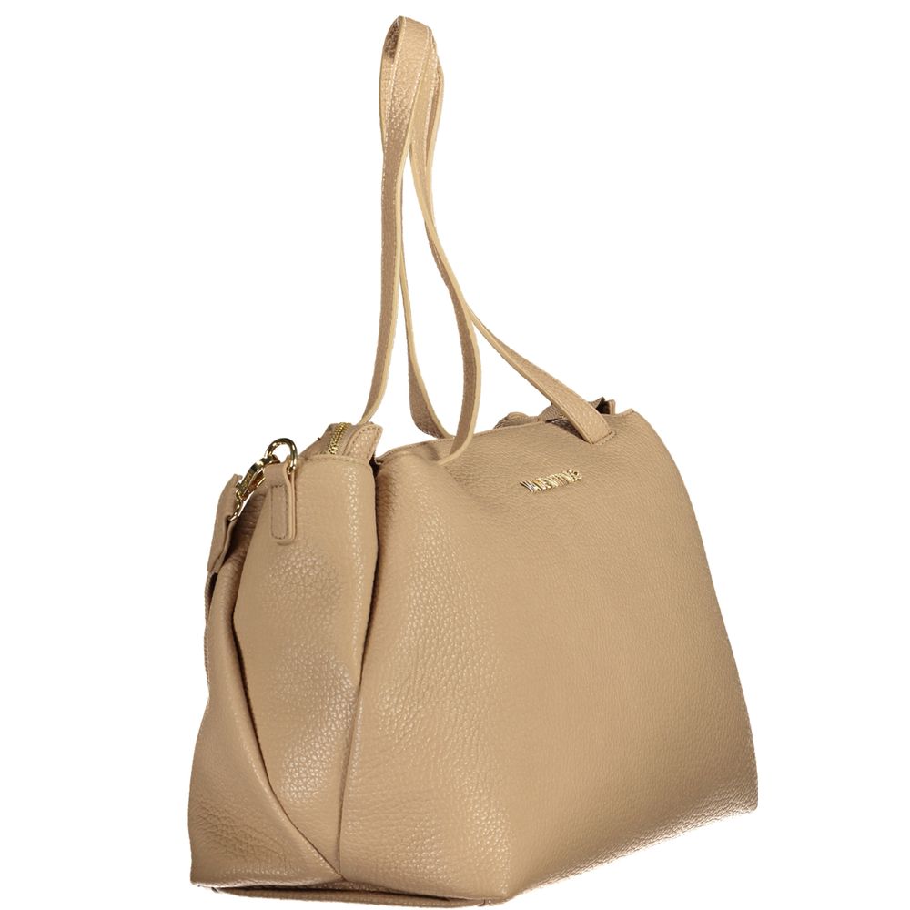 Mario Valentino Beige Polyethylene Women Handbag with double shoulder straps and zip closure for elegant versatile use