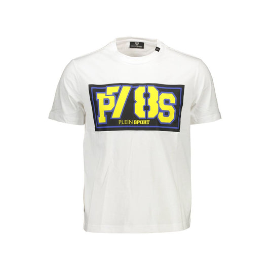 Plein Sport White Cotton Men T-Shirt featuring logo and bold print design