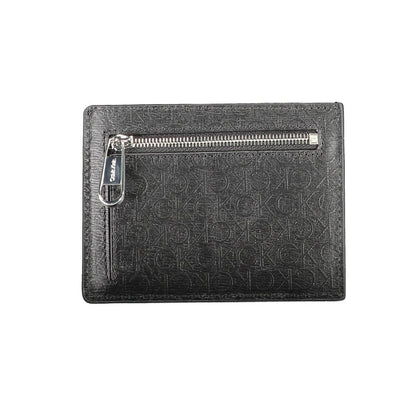 Calvin Klein Black Polyester Men Wallet with RFID blocking, featuring sleek design and a central pocket with handle holder.