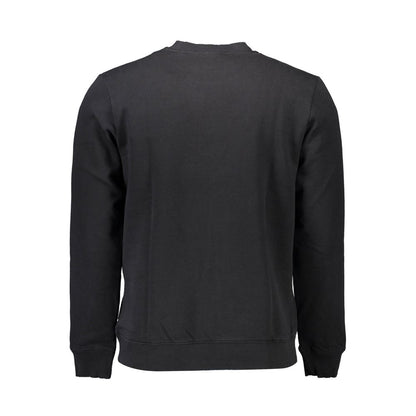 Back view of Napapijri Black Cotton Men Sweater showcasing crew neck and long sleeves.