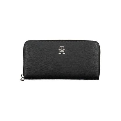 Tommy Hilfiger Black Polyethylene Women Wallet with zip closure and ample compartments, combining style with practicality.