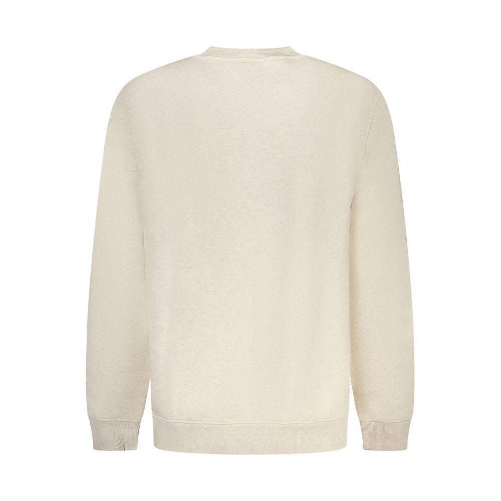 Tommy Hilfiger Beige Cotton Men Sweater, back view, showcasing a crew neck, long sleeves, and soft cotton-polyester blend.