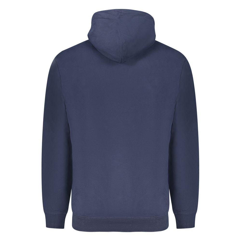 Back view of Tommy Hilfiger Blue Cotton Men Sweater with hood