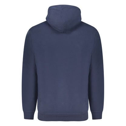 Back view of Tommy Hilfiger Blue Cotton Men Sweater with hood