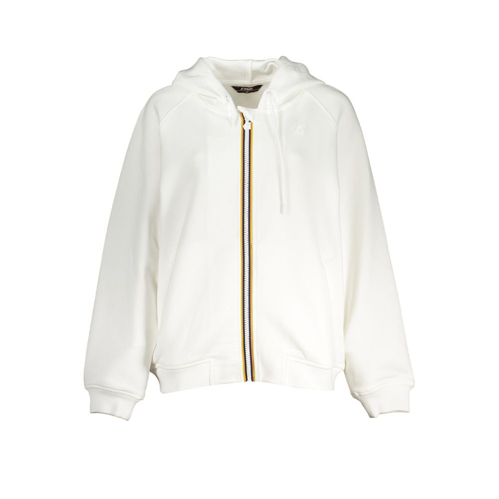 K-WAY White Polyester Women Sweater with hood, contrast details, and zip fastening.