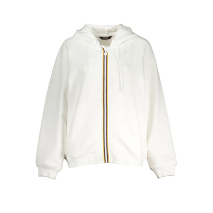 K-WAY White Polyester Women Sweater with hood, contrast details, and zip fastening.