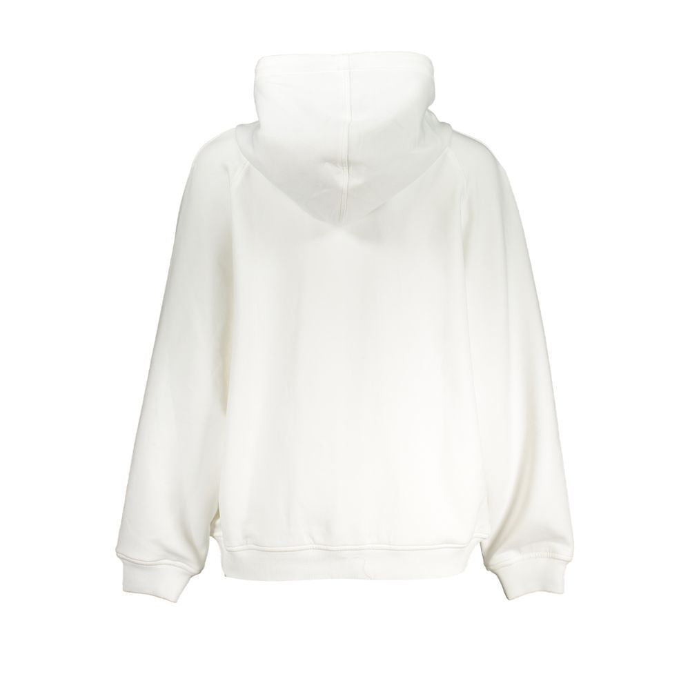 Back view of K-WAY White Polyester Women Sweater highlighting hooded design and sleek white fabric.