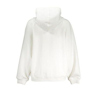 Back view of K-WAY White Polyester Women Sweater highlighting hooded design and sleek white fabric.