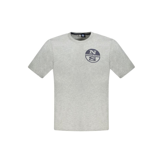 North Sails Brown Cotton Men T-Shirt with logo print, short sleeves, and crew neck for casual style and comfort.
