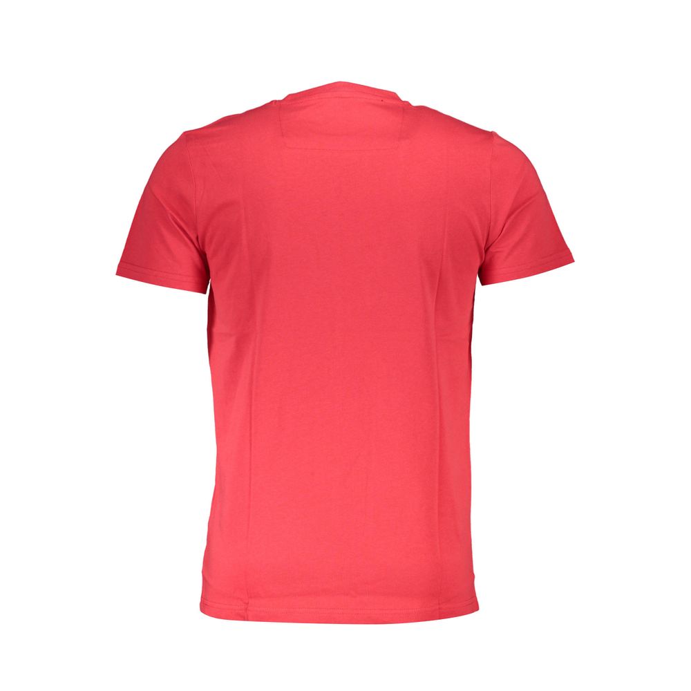 Back view of Cavalli Class Red Cotton Men T-Shirt with short sleeves and crew neck