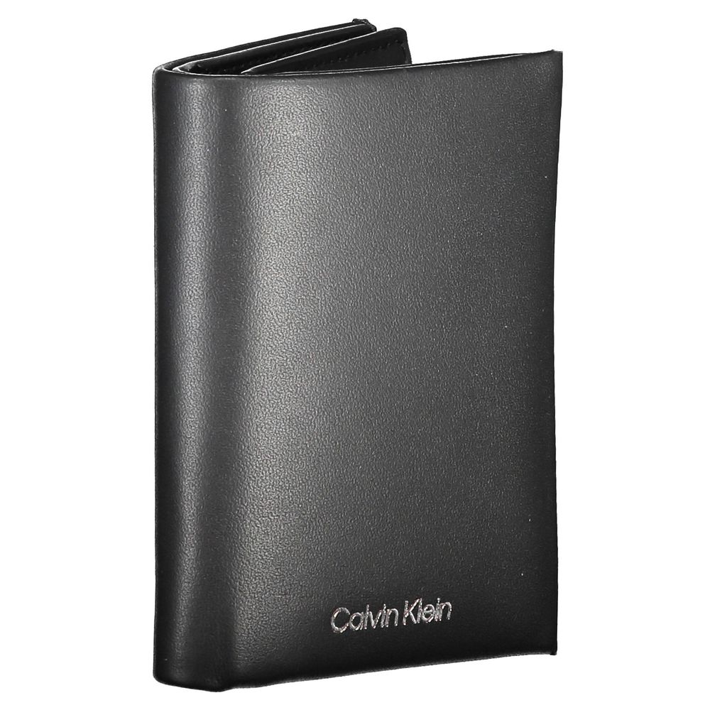 Calvin Klein Black Leather Men Wallet showcasing sleek design, RFID protection, and durable leather construction for ultimate style.