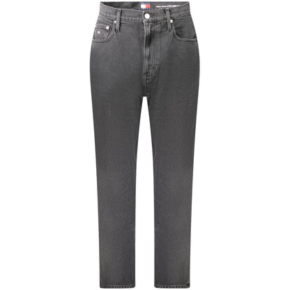 Tommy Hilfiger Black Cotton Women Jeans, high-tapered fit with iconic embroidery, eco-conscious design featuring regenerative cotton.