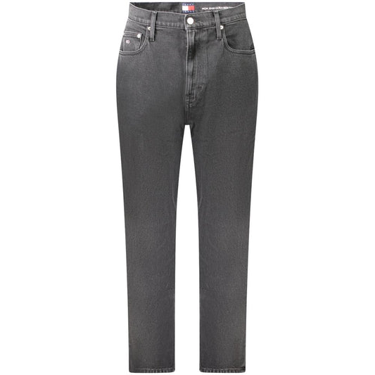 Tommy Hilfiger Black Cotton Women Jeans, high-tapered fit with iconic embroidery, eco-conscious design featuring regenerative cotton.
