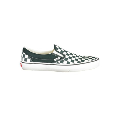 Vans Black Polyester Men Sneaker with checkered pattern and elastic accents for bold style and comfort.