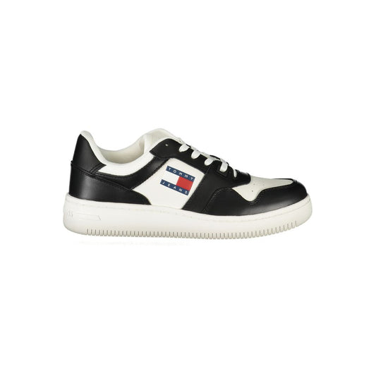 Tommy Hilfiger White Polyethylene Women Sneaker with contrasting black details and iconic logo.