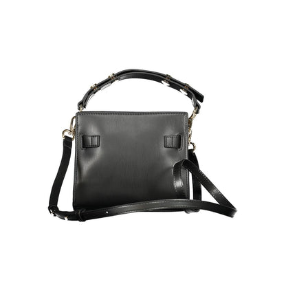 Tommy Hilfiger Black Polyethylene Women Handbag with adjustable strap and dual compartments, featuring sleek design and contrasting details.