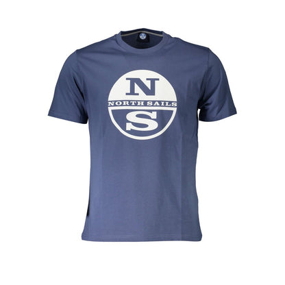 North Sails Blue Cotton Men T-Shirt with logo and nautical design, crafted for casual comfort and style.