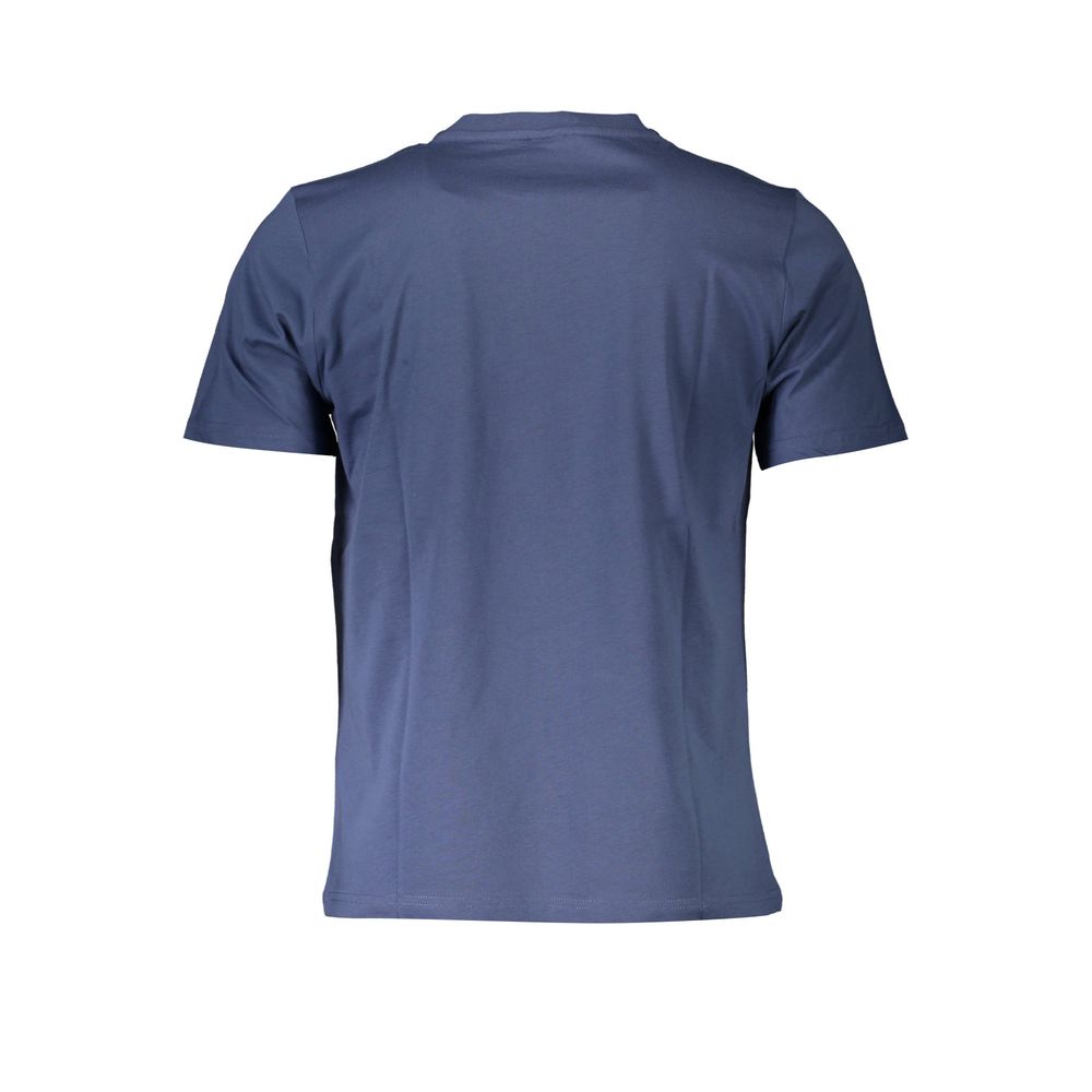 Back view of North Sails Blue Cotton Men T-Shirt showcasing the soft fabric and nautical design.