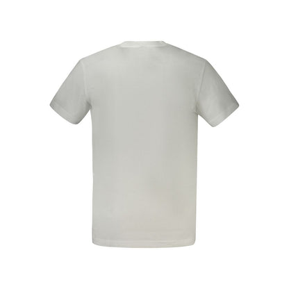 Back view of Calvin Klein White Cotton Men T-Shirt, showcasing classic design and comfortable fit with crew neck, ideal for casual wear.