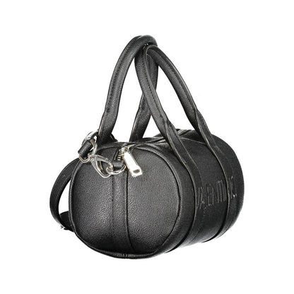 Mario Valentino Black Polyethylene Handbag with handles, shoulder straps, internal pockets, and zip closure.