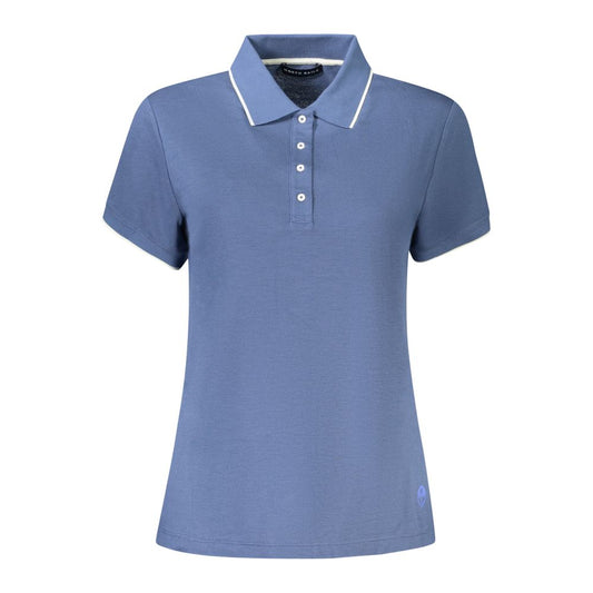 North Sails Blue Cotton Women Polo Shirt with short sleeves and contrasting details.