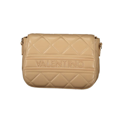 Mario Valentino Beige Polyethylene Women Handbag with quilted design and logo, featuring adjustable strap, ideal for elegant outings.