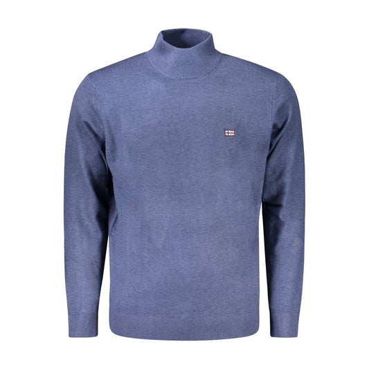 Norway 1963 Blue Polyester Sweater with high neck and embroidery design, featuring long sleeves and logo.